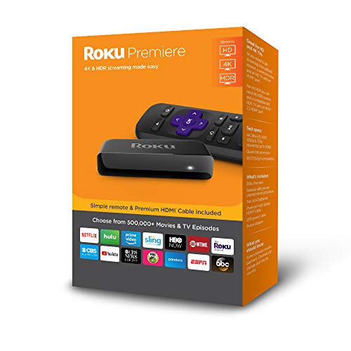 Roku Premiere | HD/4K/HDR Streaming Media Player with Simple Remote and Premium HDMI Cable